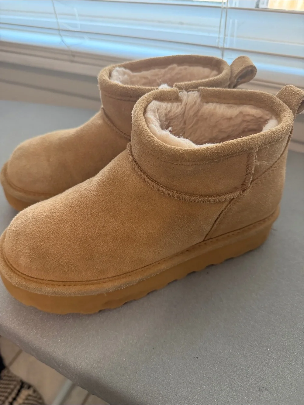 BearPaw Kids Suede-Look Ankle Boots in Chestnut Tan